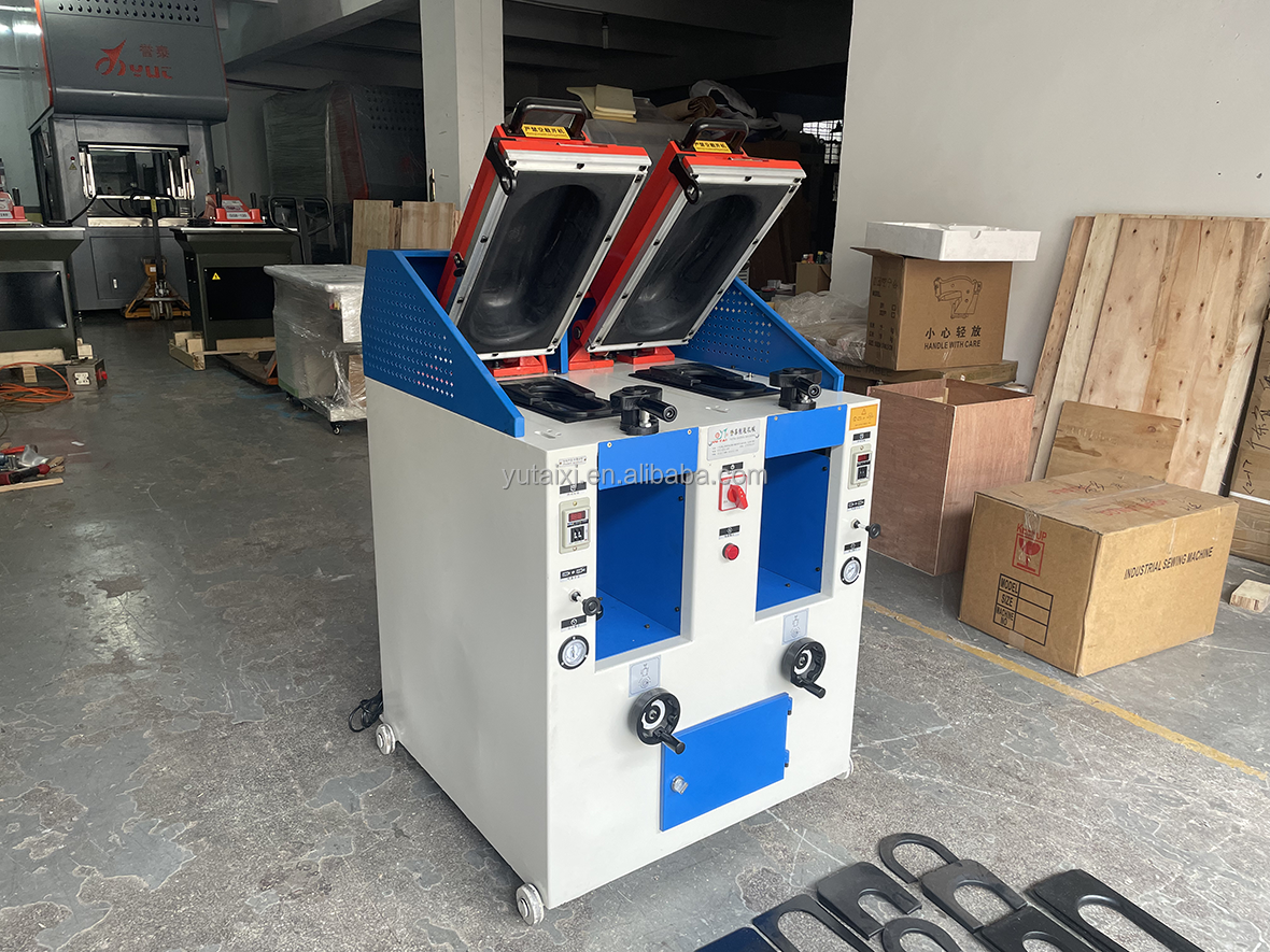 semi-auto double head pneumatic cover-type shoe sole attaching machine