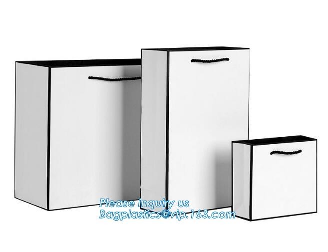 Custom Printed Accept Wholesale Stock White Brown Kraft Paper Shopping Bag With Handle No Minimum, carrier handle bags