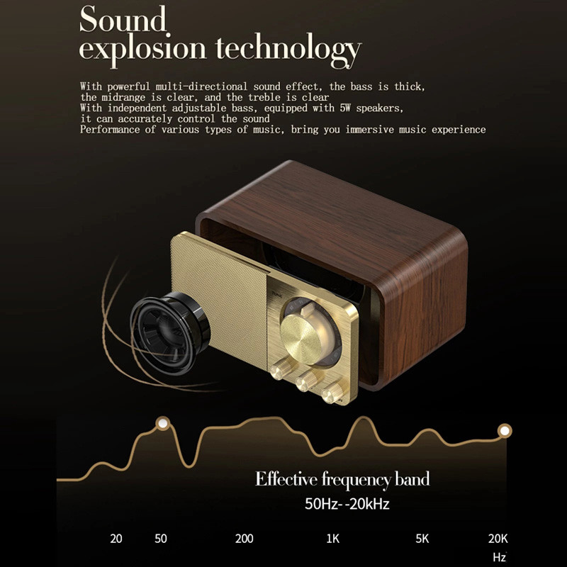 Wooden Retro Classic Wireless Portable Speaker BT5.0 Super Bass Subwoofer