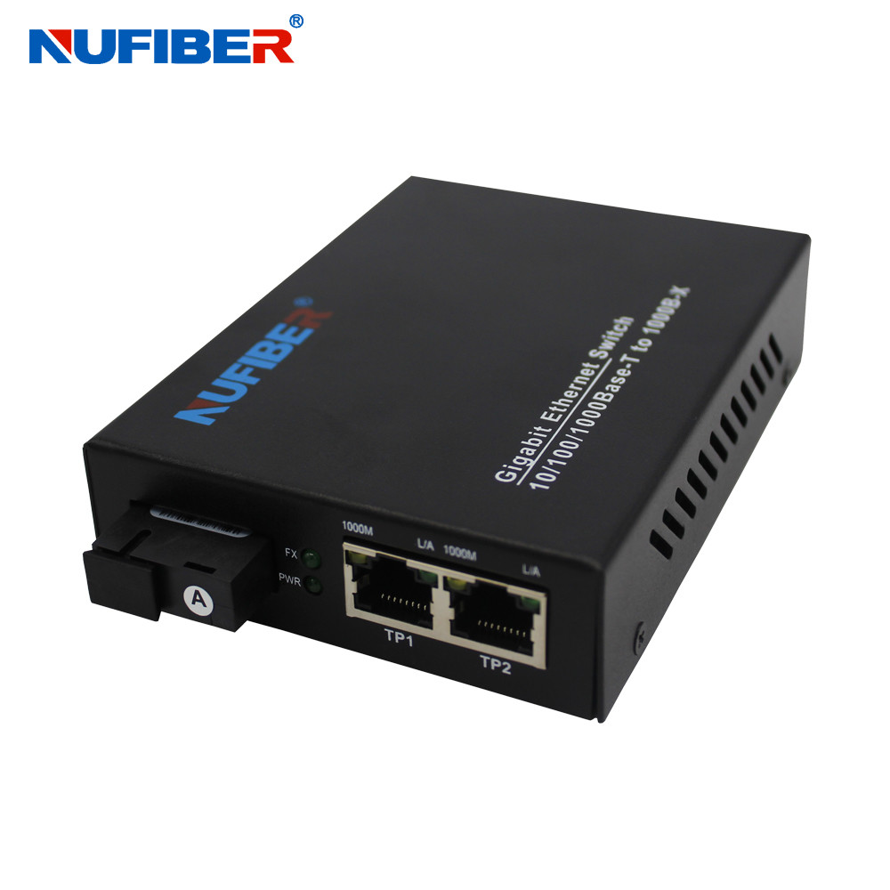 Gigabit Fiber Ethernet Switch Converter With 2 Rj45 1 Fiber Port Network Switch