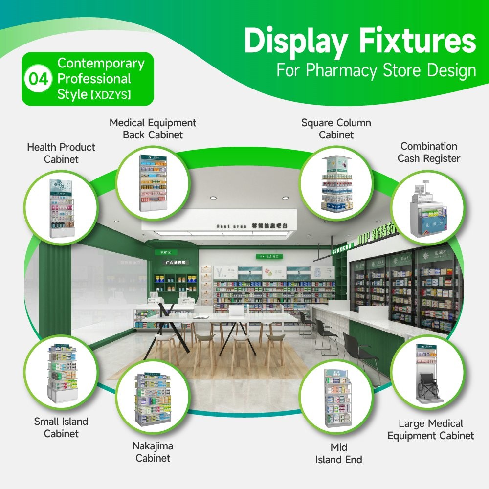 04-XDZYS Pharmacy Shop Display With Modern Professional Style