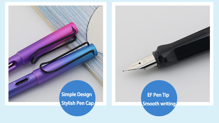 Gradient EF Fine Tip Cartridge Fountain Pen Plastic Ink Suction Pen With Hollow Clip