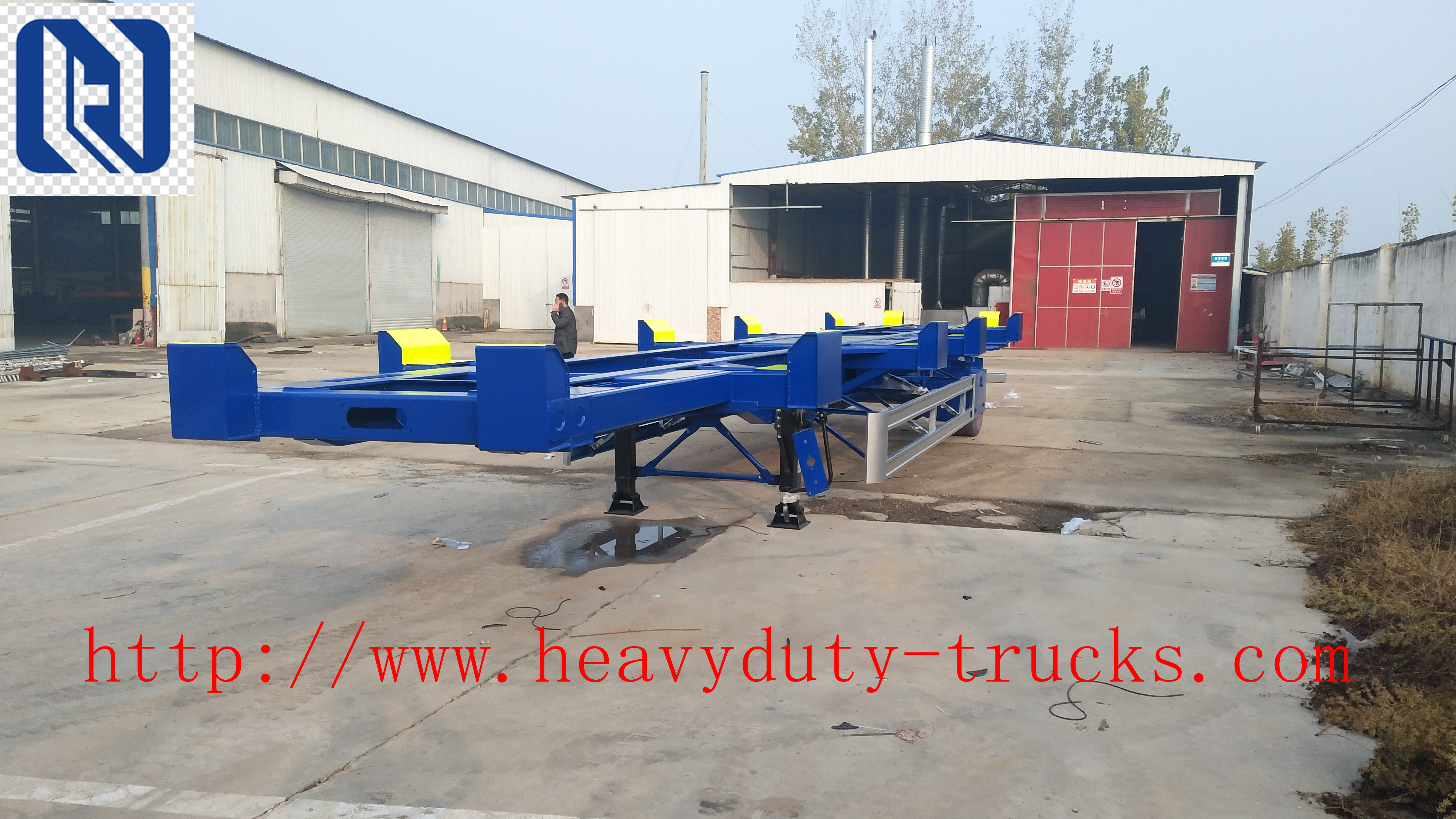 Sino Truk Double Containers Semi Trailer Trucks , Red Diesel Truck Trailer