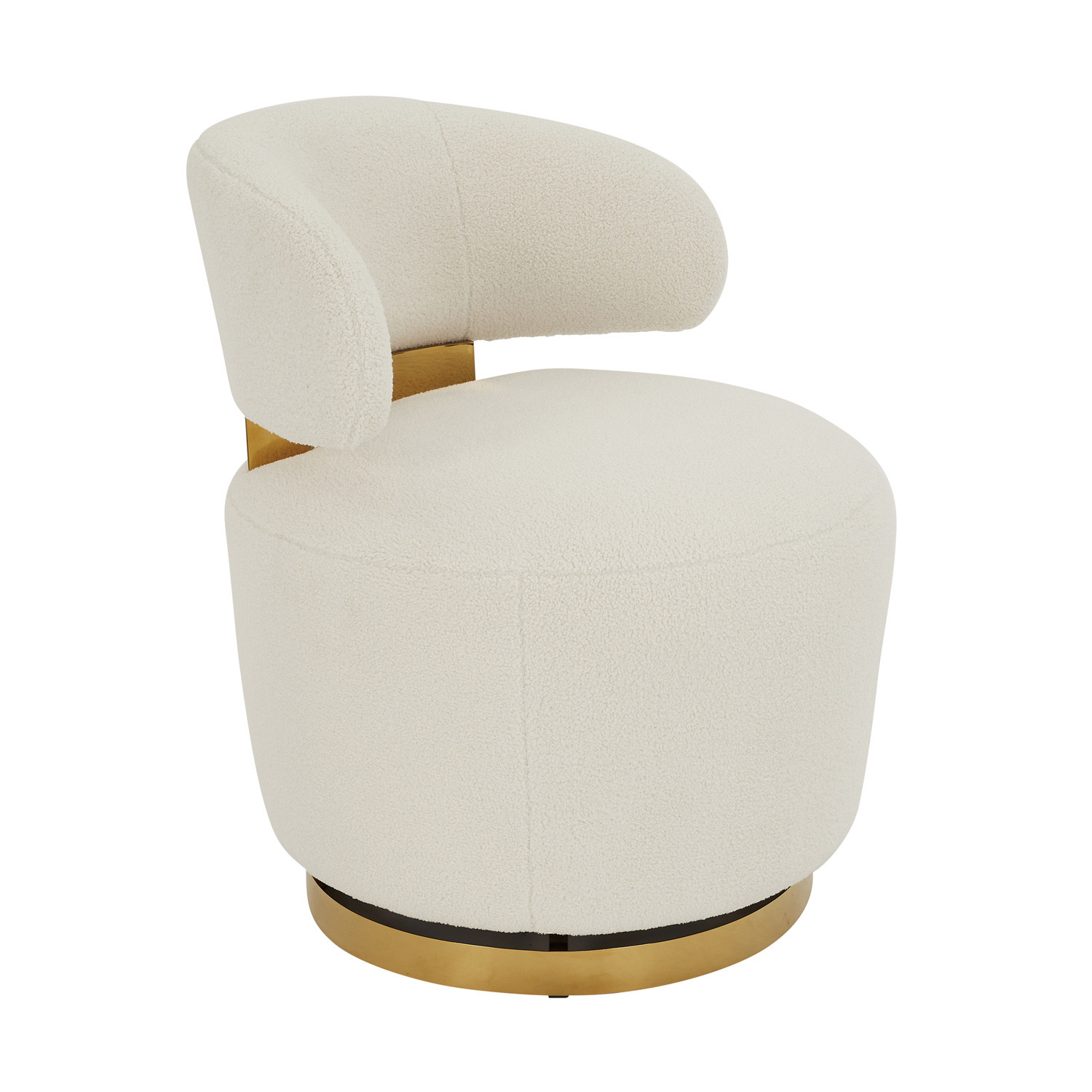 Modern 5 Star Hotel Room Boucle White Fabric Material Swivel Armchair