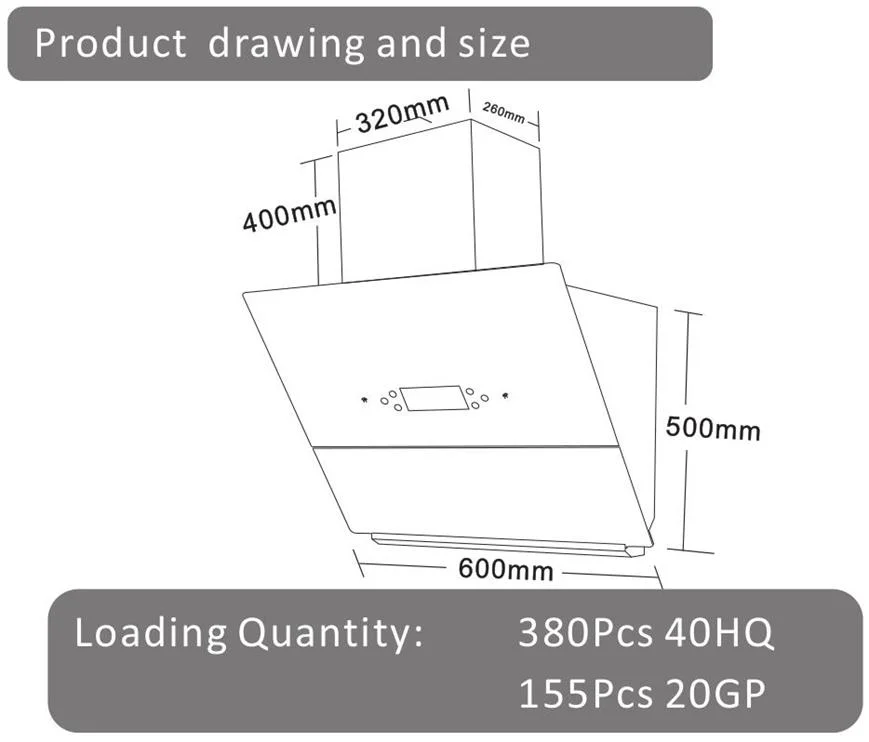 Home Appliance Large Suction Top Side Under Cabinet Range Hood Gh-901t