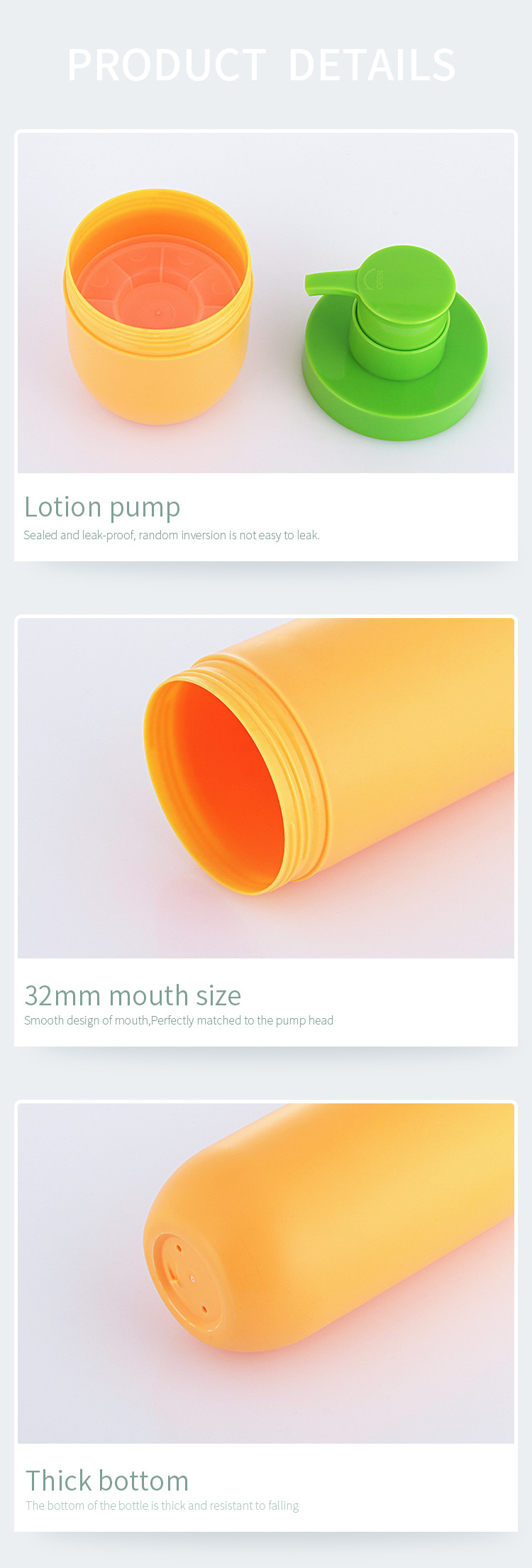 Wholesale greem and orange unique airless 50ml cosmetics empty face lotion bottle