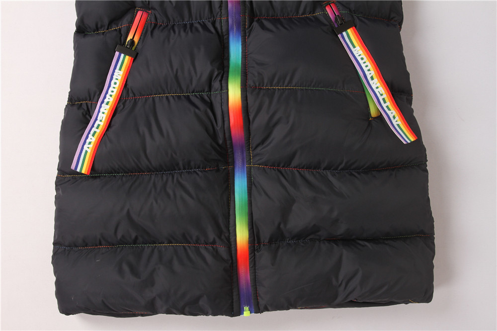 Junior Girls longline coats, Children's longline jacket, Hood Fur, Rainbow zipper