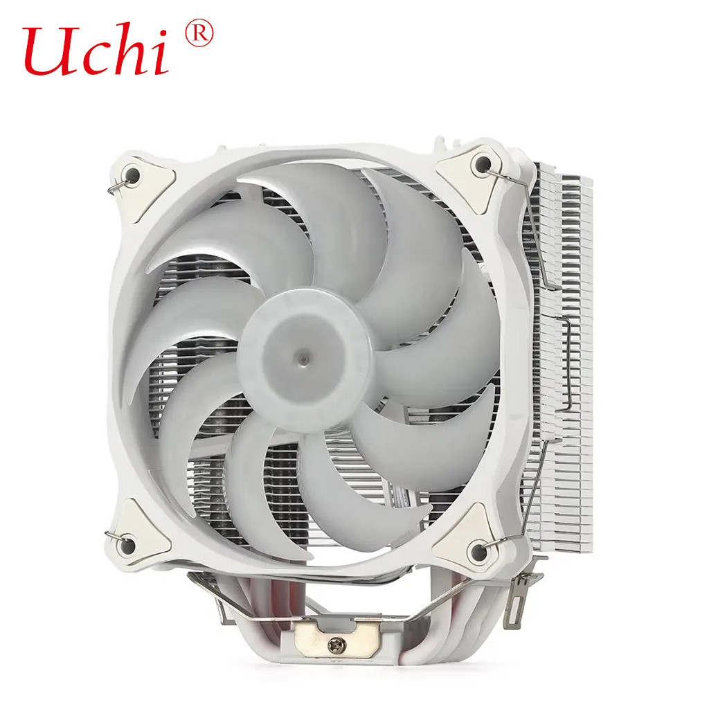 White 6-Pipe Computer Cpu Cooler, Dual-Fan RGB Heat Sink, PC Computer