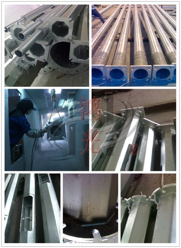 Hot Dip Galvanized Street LED Lamp Pole Height 10m