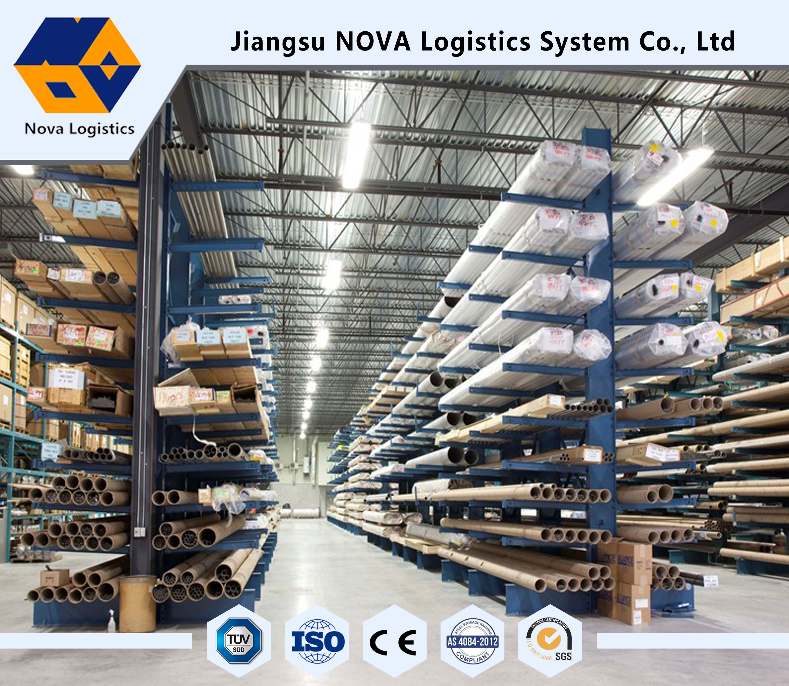 Heavy Duty Cantilever Storage Racks with Single / Double Side Storage