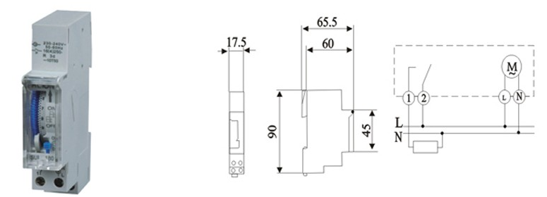 SUL180a 90 Minutes DIN Rail Timer 24 Hours Daily Mechanical Time Switch