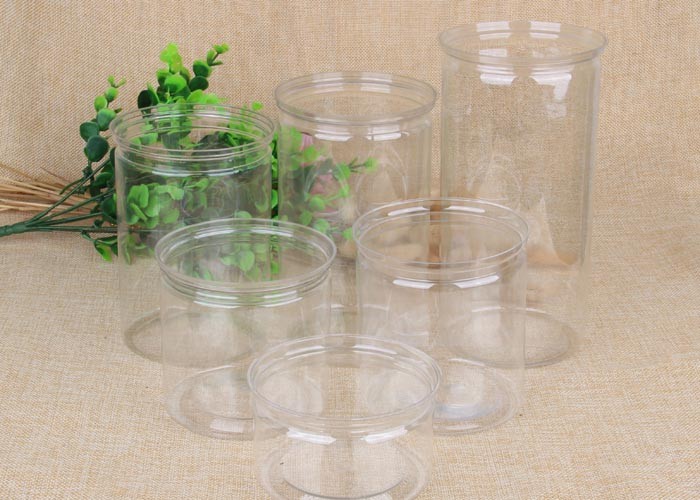 Moistureproof Recycle Clear Pet Jars PET Plastic Food Cans For Powder / Drink