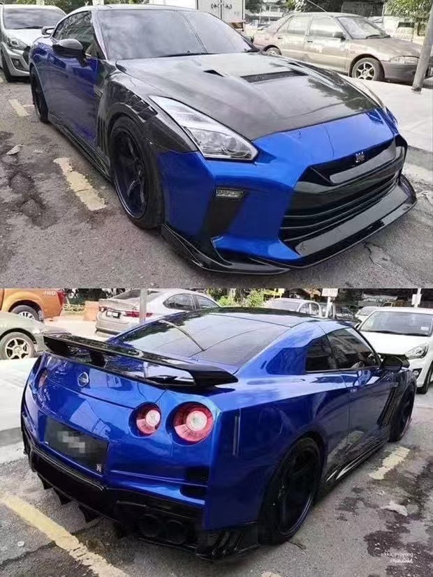 For Nissan GTR R35 Carbon Fiber Body Kit GTR Upgraded Top Style Carbon Fiber Front and Rear Bumper Side Skirt Spoilers