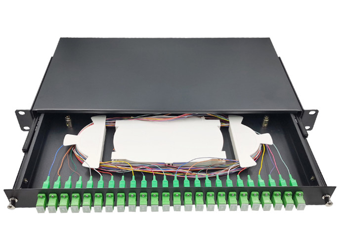 24 Ports SC/APC ODF Rack Fiber Patch Panel 1U 19 Inch Standard Frame Type Pull - Out