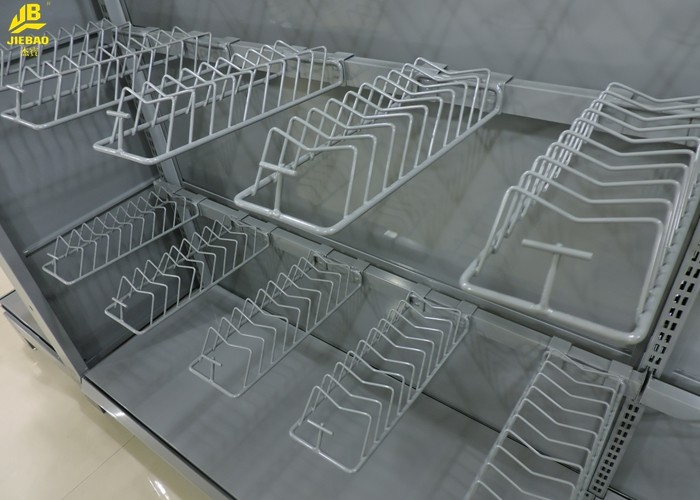 Large Scale Supermarket Storage Racks With Fence Cold Rolled Steel Dark Gray