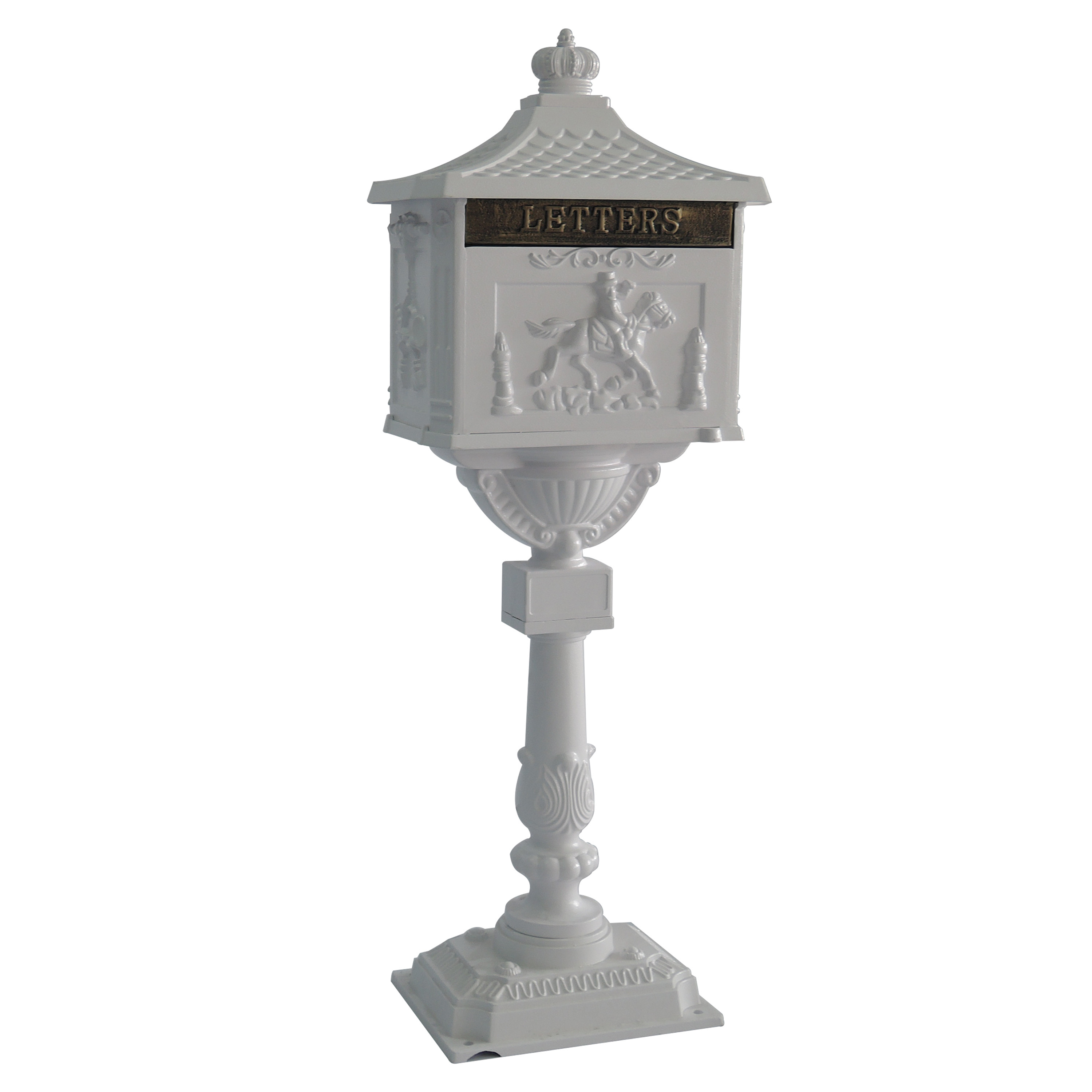 Aluminum Standing Decorative Mailbox Post White Vintage Mailbox