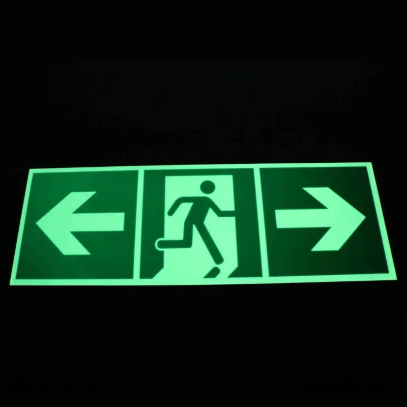 Custom Glowing Color Rectangle Photoluminescent Safety Exit Sign For Indoor And Outdoor