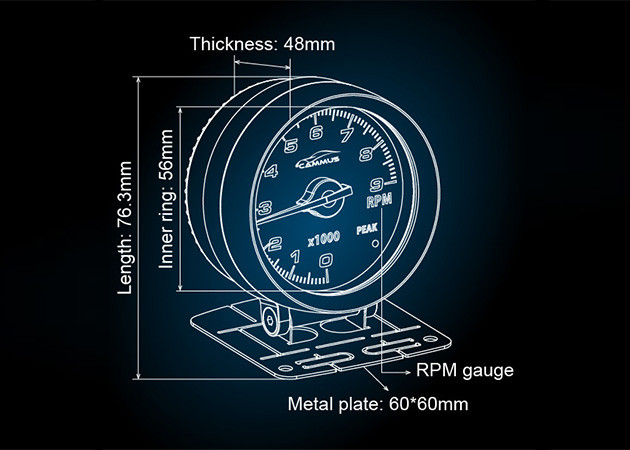 52mm Digital Cluster Autometer Turbo Boost Gauge 48MM Thickness