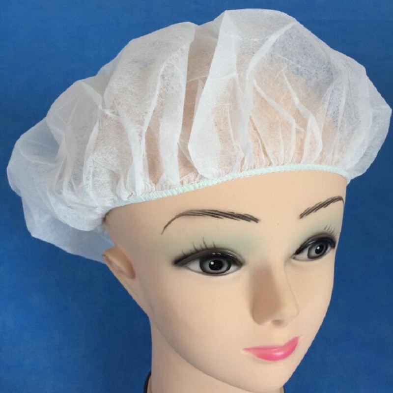 Multi Colored Disposable Head Cover / Non Woven Bouffant Cap With Elastic Band