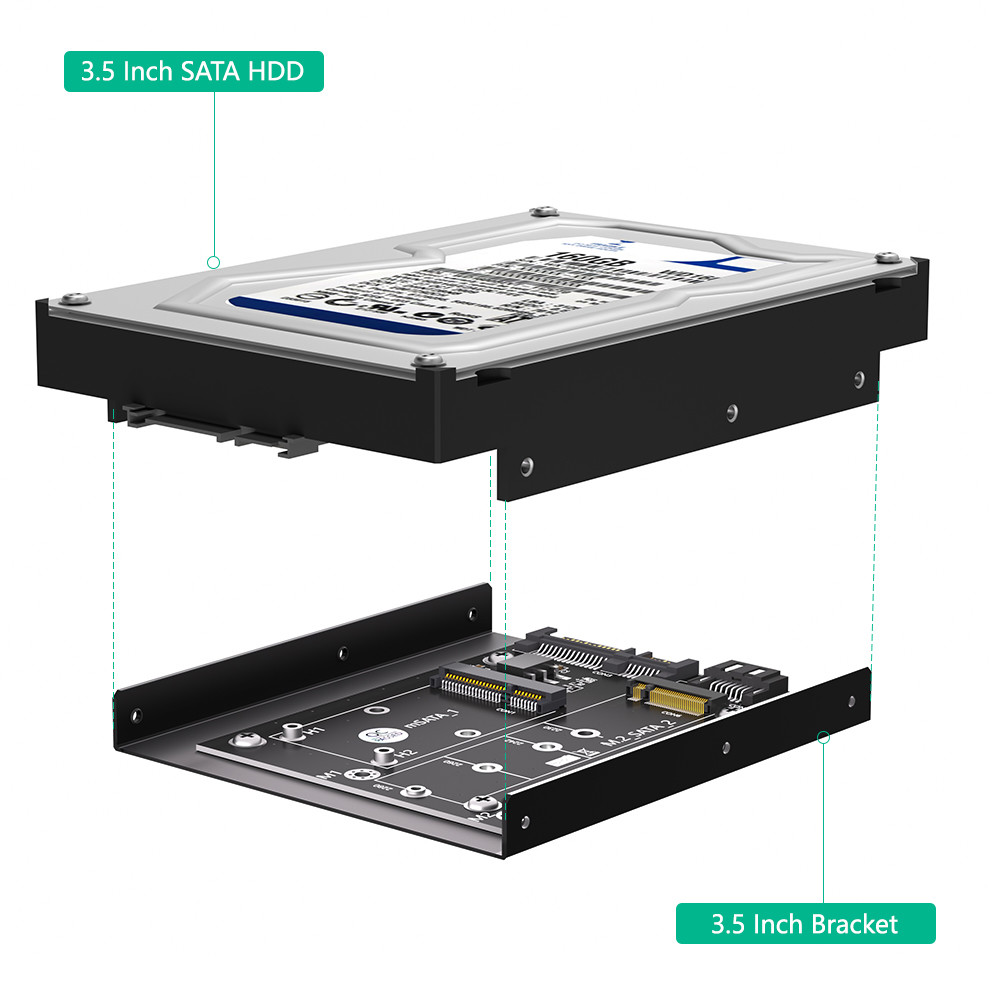 Convenient SATA 3.0 to M.2 NGFF mSATA SSD Adapter Card with 3.5" Hard Disk Bracket