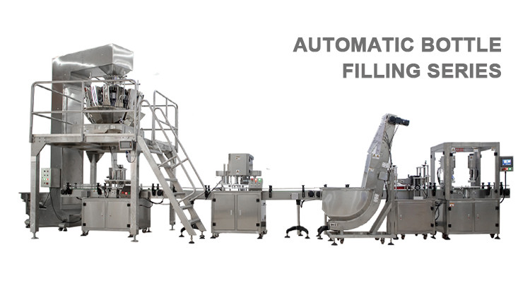 Automatic Bottle Filling Line Fudge Candy Weighing Straight Rotary Can Case Jar Filling Capping Machine