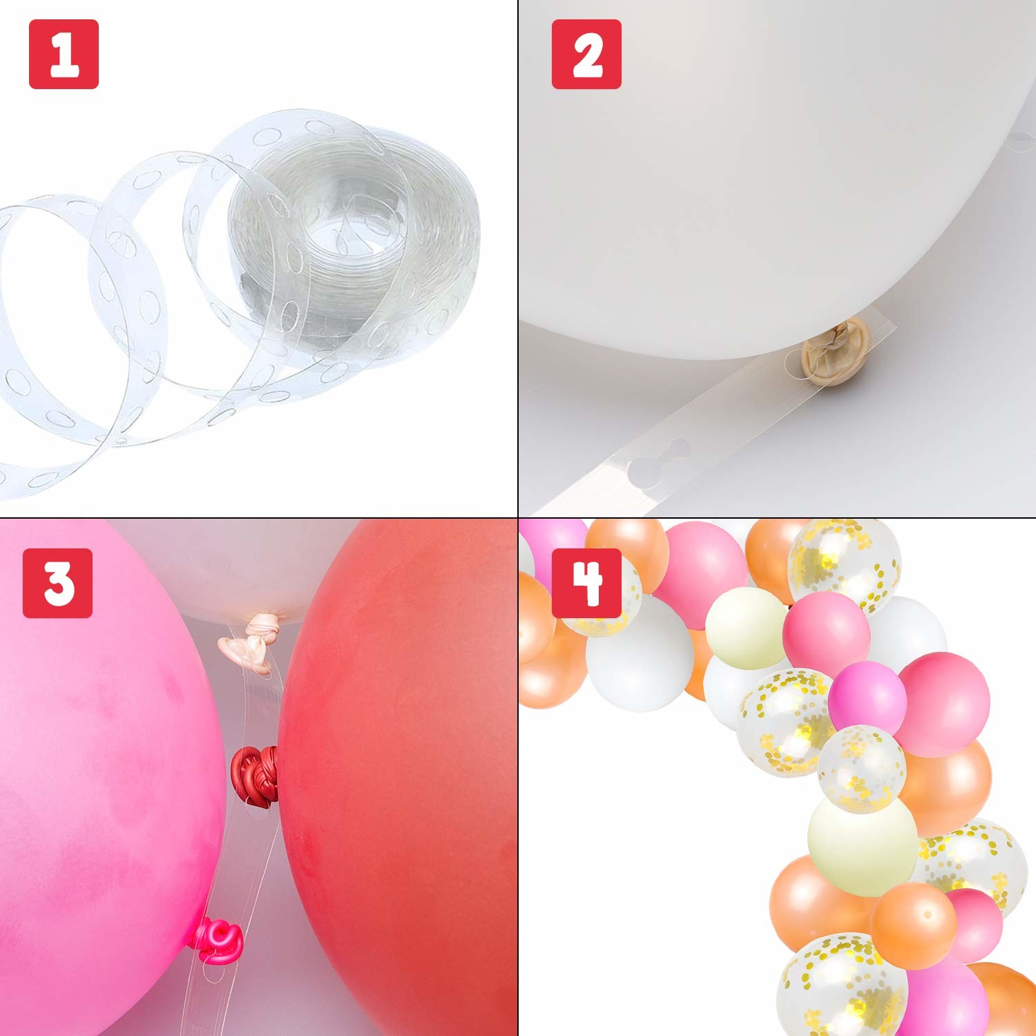 Pink Pearlescent Helium Party Balloons Arch Garland Kit Confetti Balloons