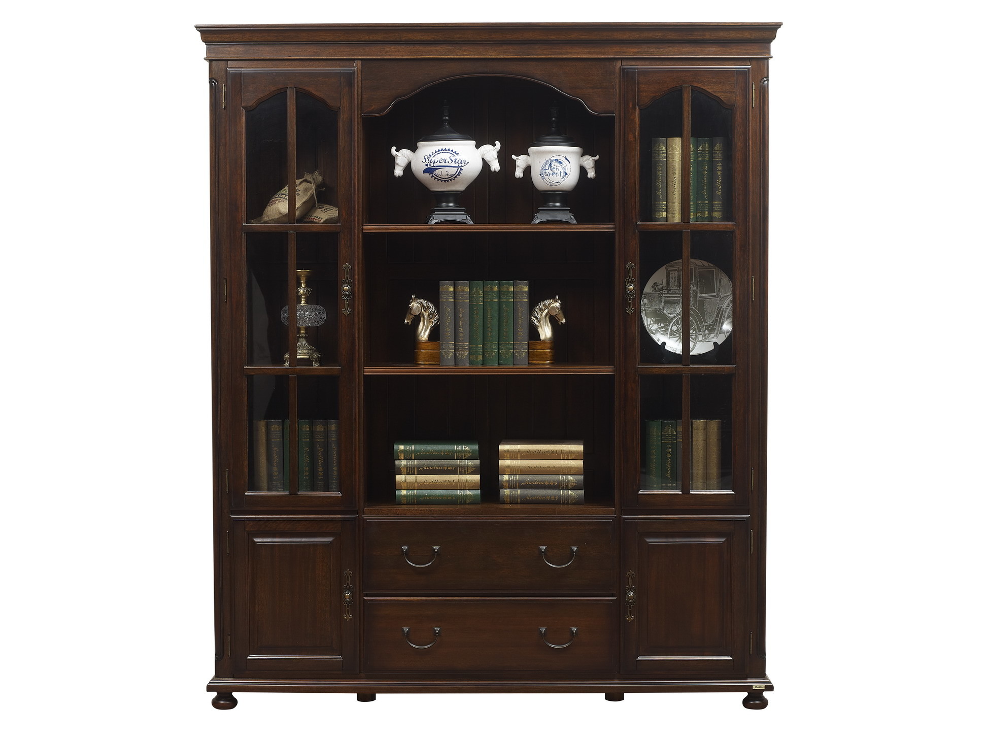 Home Office Study room furniture Wooden Reading Writing desk Computer table with Storage cabinet and Bookshelf cabinet