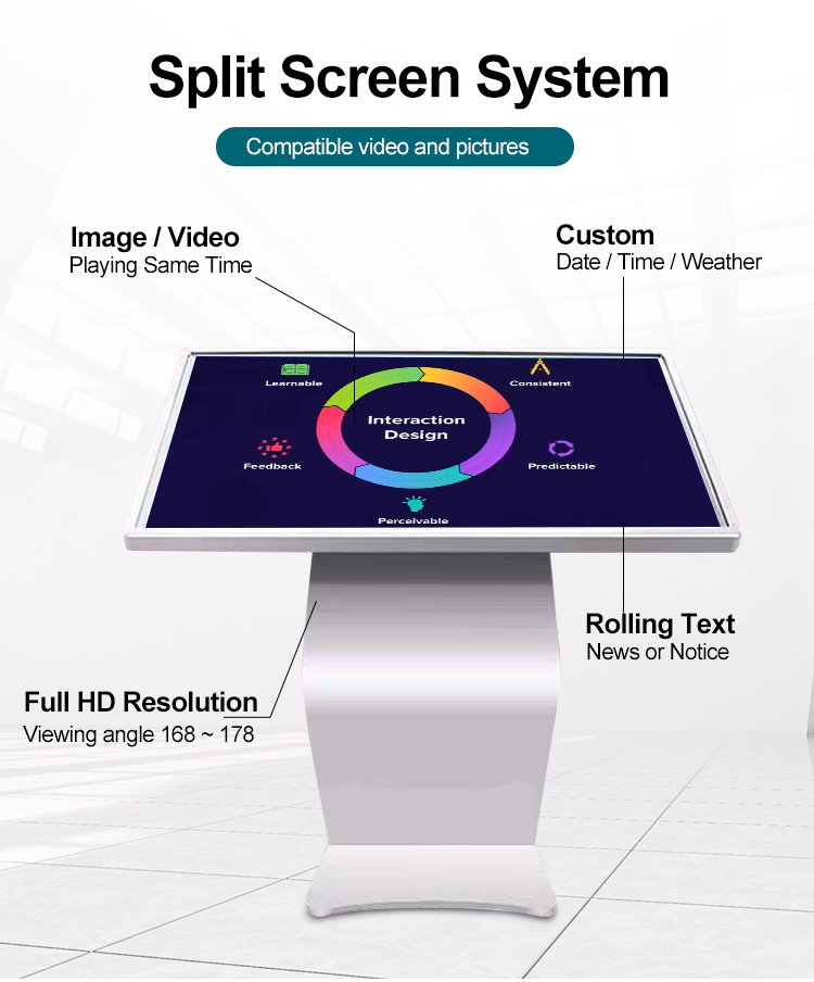 Self Service Interactive Public Information Kiosks LCD Touch Screen 55 Inch