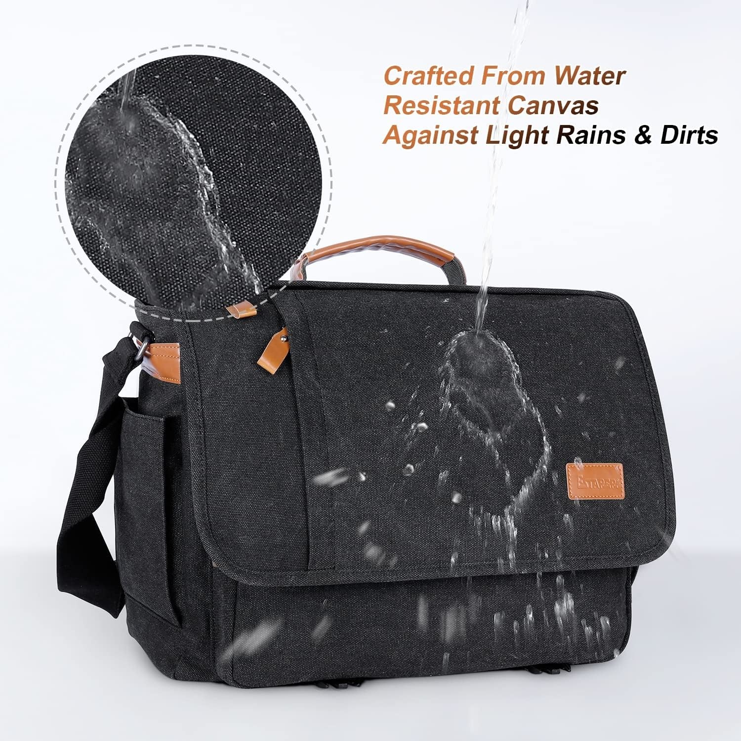 ESTARER MEN MESSENGER BAG 15.6 INCH, WATER-RESISTANT CANVAS COMPUTER BAG WORK BAG, LAPTOP SHOULDER BAG BRIEFCASE SATCHEL