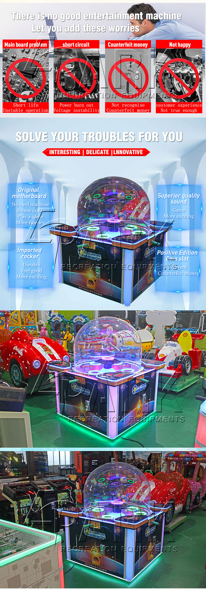 Multiplayer Kids Crane Game Machine / Carnival Ticket Redemption Catching Ball Game Machine