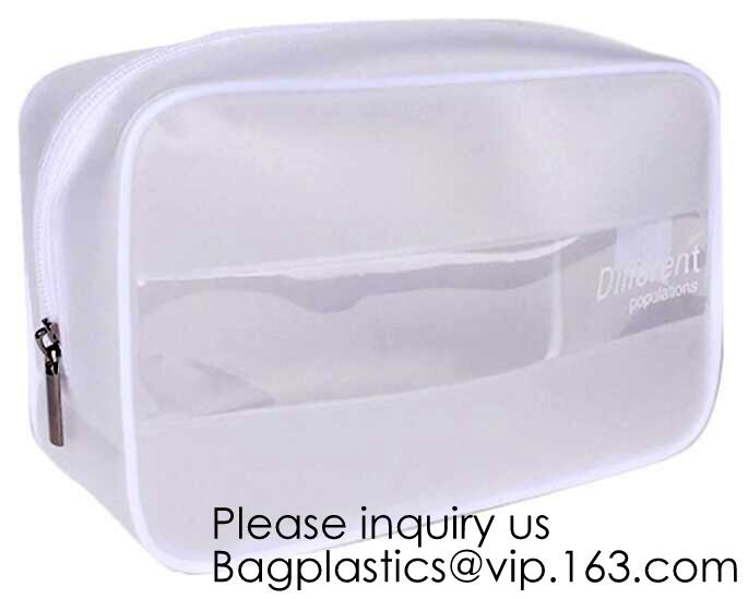Clear Zipper Pouch with Strap Makeup Bag PVC Cosmetic Pouch,Printing Clear k Cosmetic PVC Pouch, bagease, bagplast