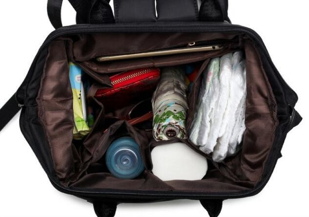 Luxury Black Polyester Kids Diaper Bag , Insulation Travel Baby Nappy Bags