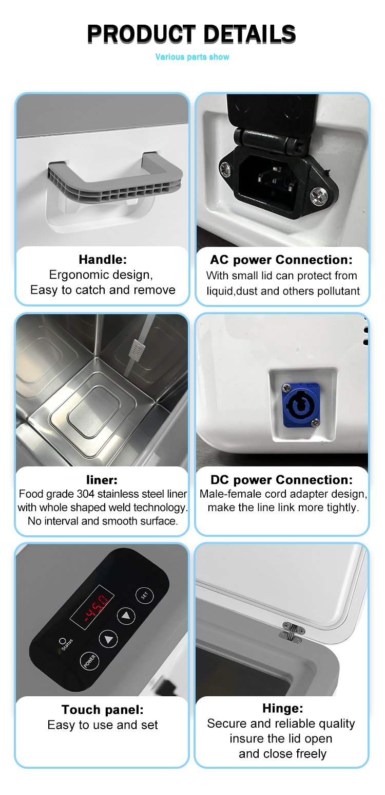 12V DC Hospital Vaccine Portable Freezer with Compressor and Precise Temperature Control