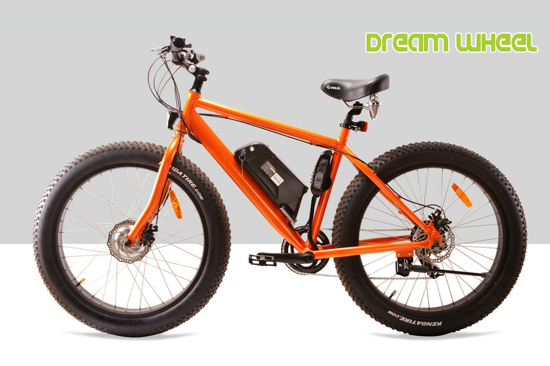 28km/H Fat Tire Cruiser Ebike Front Motor Pedals Assisted Disc Brake