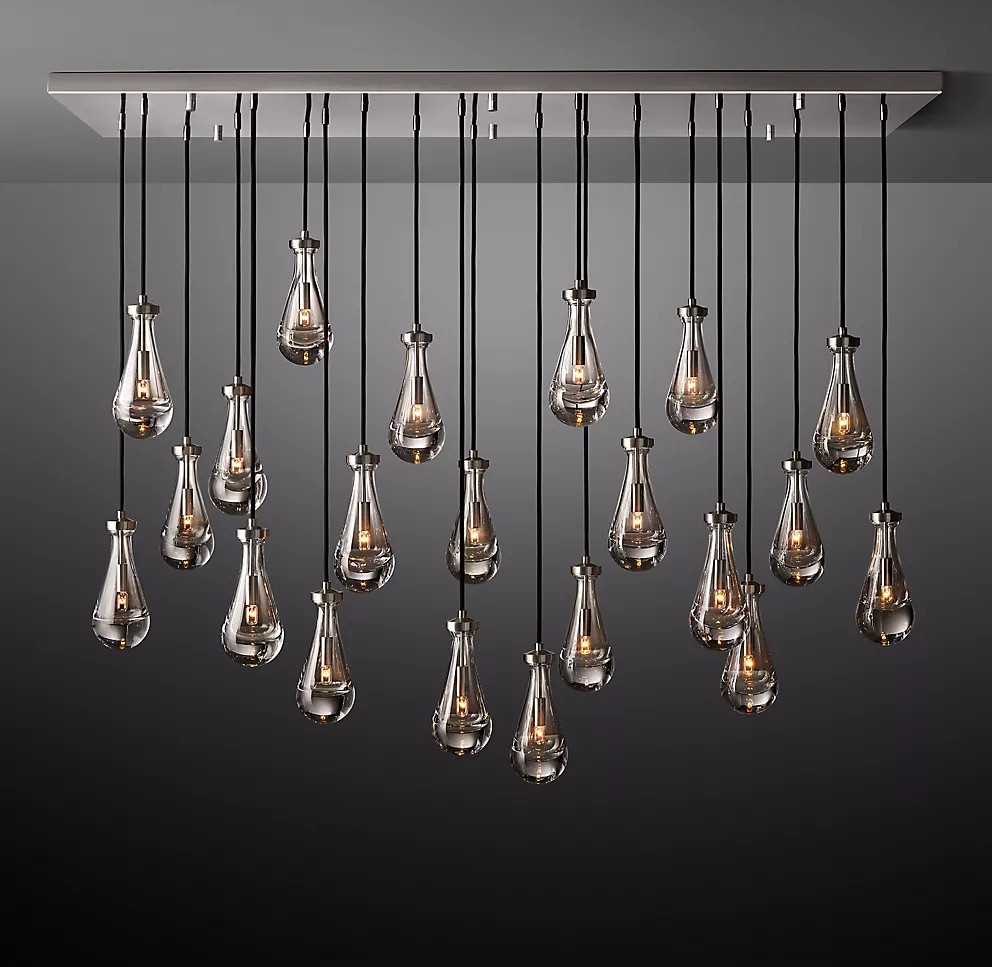 Modern Modern Brass Raindrop Rain Round Chandelier
