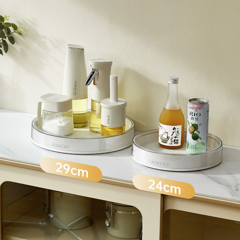 Large Capacity Home Use Rotating Spice Tray PP PET 29*5CM/24*5CM