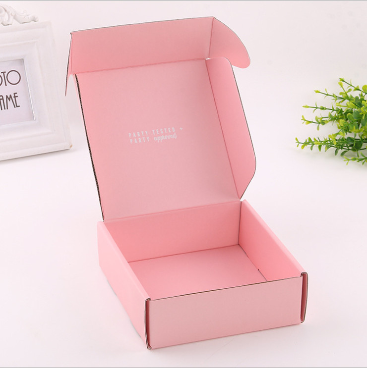 Pink rectangular mailbox express parcel carton Corrugated Paper Box Bronzing process printing