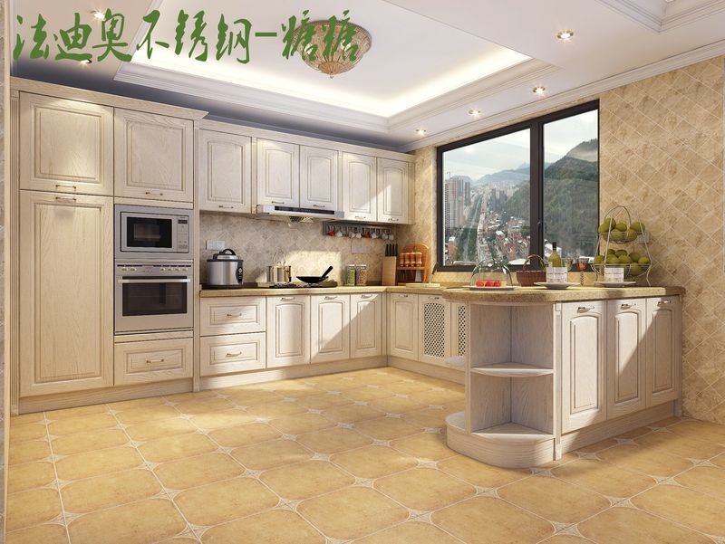 Fadior Classic French Kitchen Cabinets With Elegant Curved Displays And Functional Island