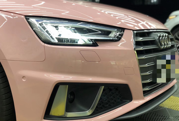 Acrylic Based Adhesive Vinyl Film Wrap High Gloss Cherry Blossom Pink Car Wrap