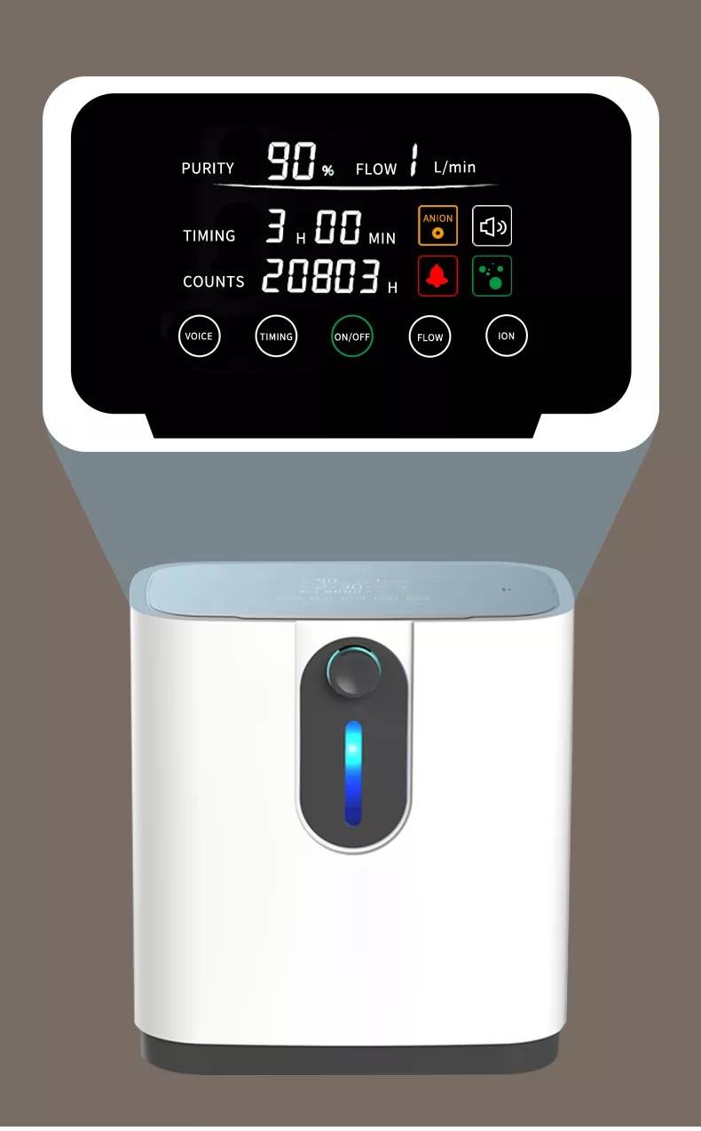 Adjustable AMONOY Portable O2 Concentrator Low Noise Home 1 - 5L
