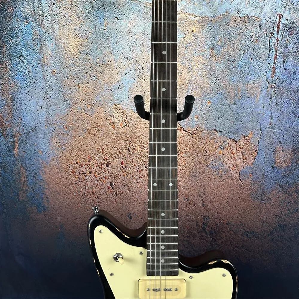 2024 Deluxe Handed Fano Style Relic Electric Guitar Custom Guitar Factory Aged Black Guitar P90 Pickups