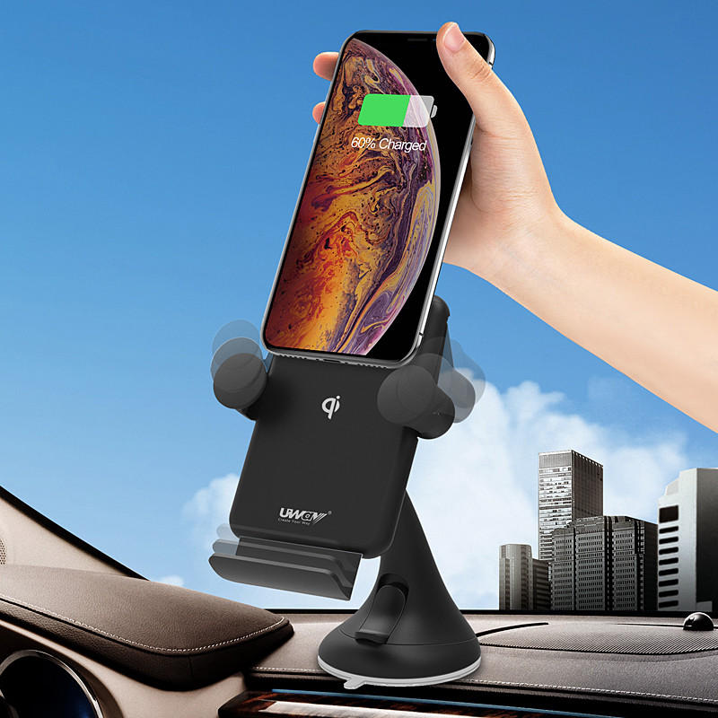 15W Car Mount Qi Wireless Charger Fast Charge Adjustable Car Mount Phone Charger