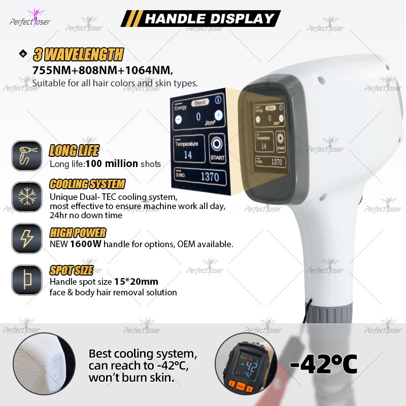 Professional 808nm Diode Laser Hair Removal Machine with 2 Handles