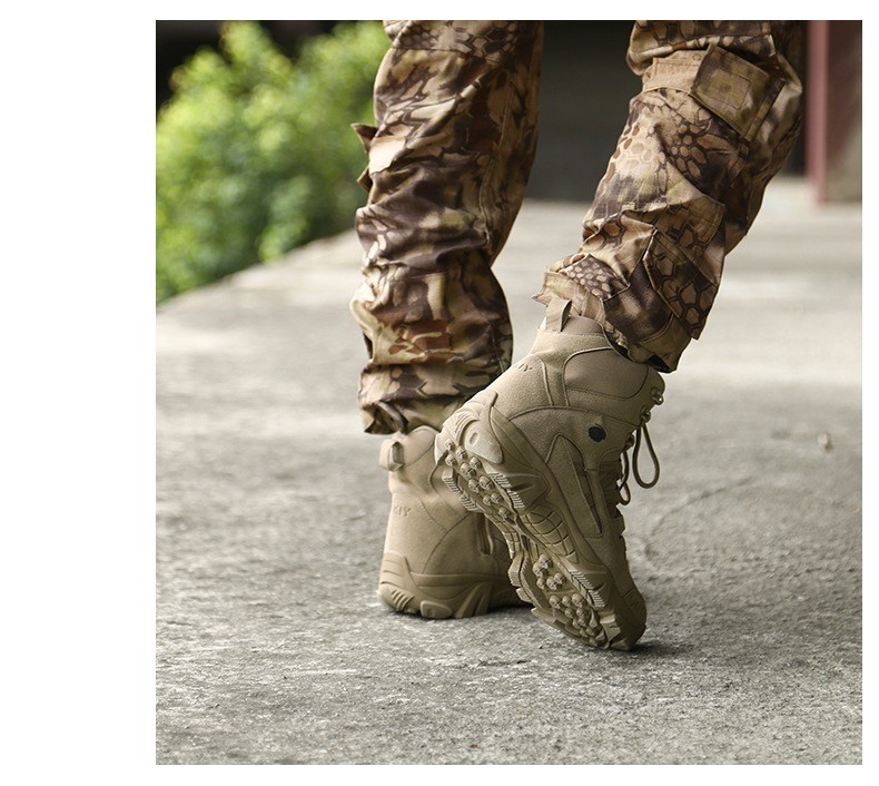 Wholesale High-top Mountaineering Boots Men's Brown Tactical Boots Non-slip Waterproof Training Boots