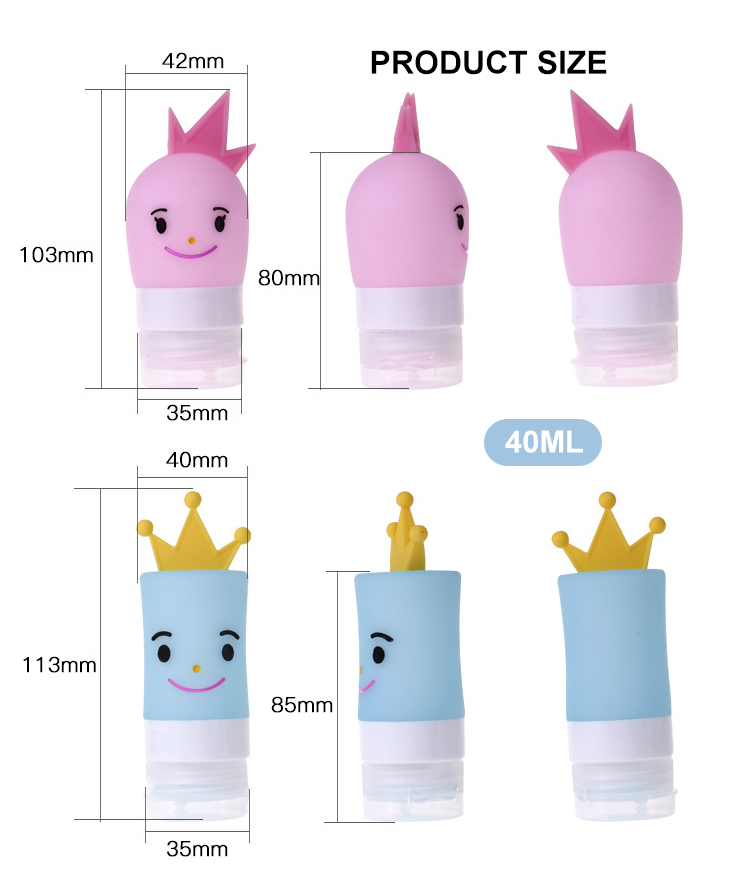 Food Grade Empty 40ml Cartoon Silicone Travel Bottles