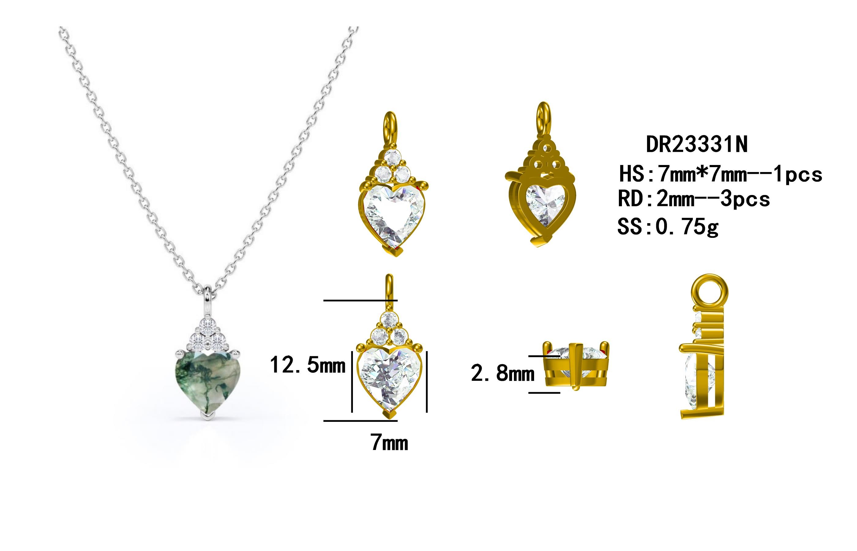925 Silver Raw Simple Fine Green Moss Crystal Agate Jewelry Complete Wedding Necklace For Sale