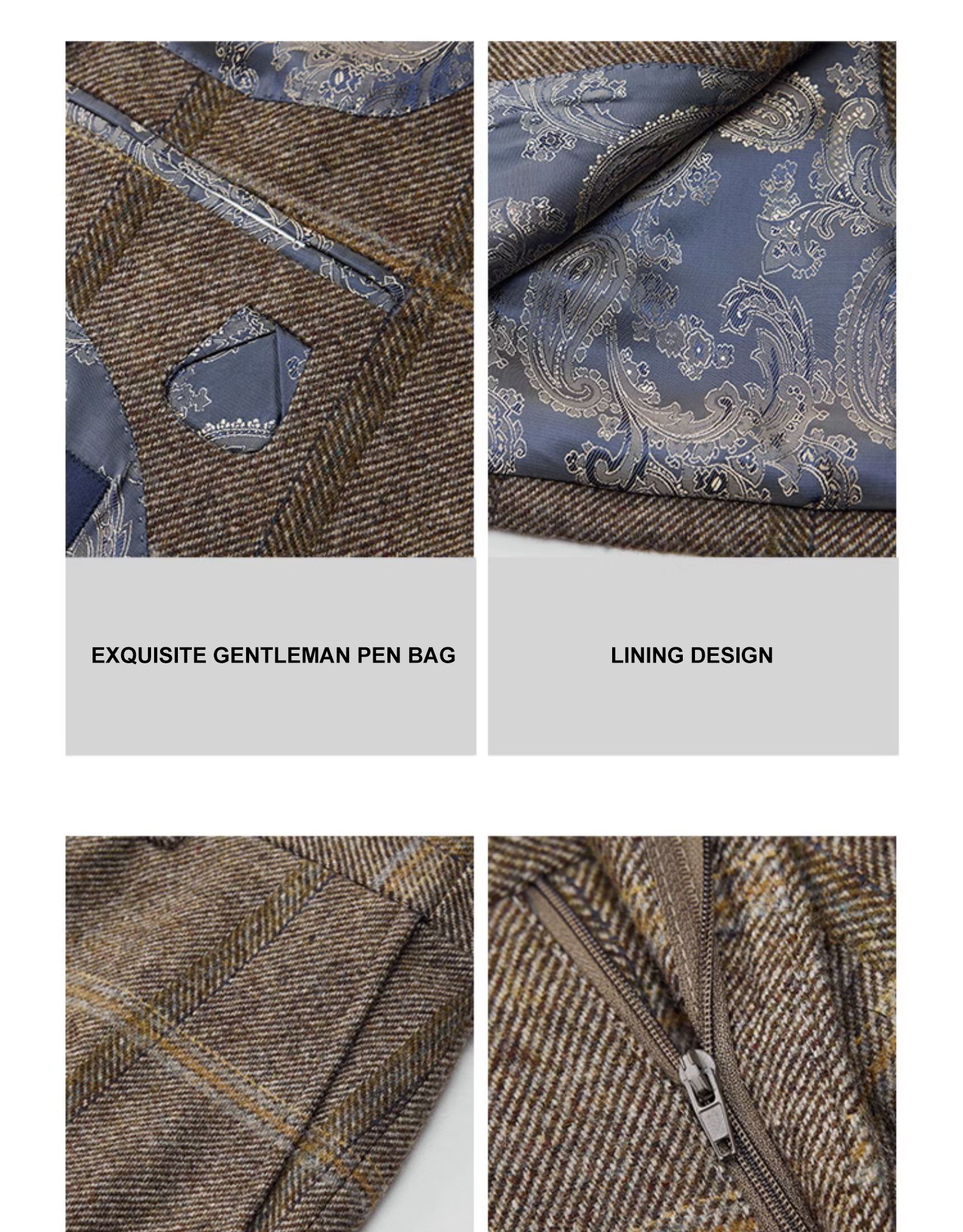 Formal Suit for Men Brown Plaid End Gentleman Business Casual Slim Groom Wedding Dress Blazer