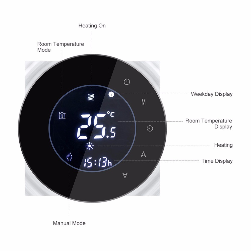 Circular Smart Wifi Wireless Room Thermostat Remote Control AC Touch Screen