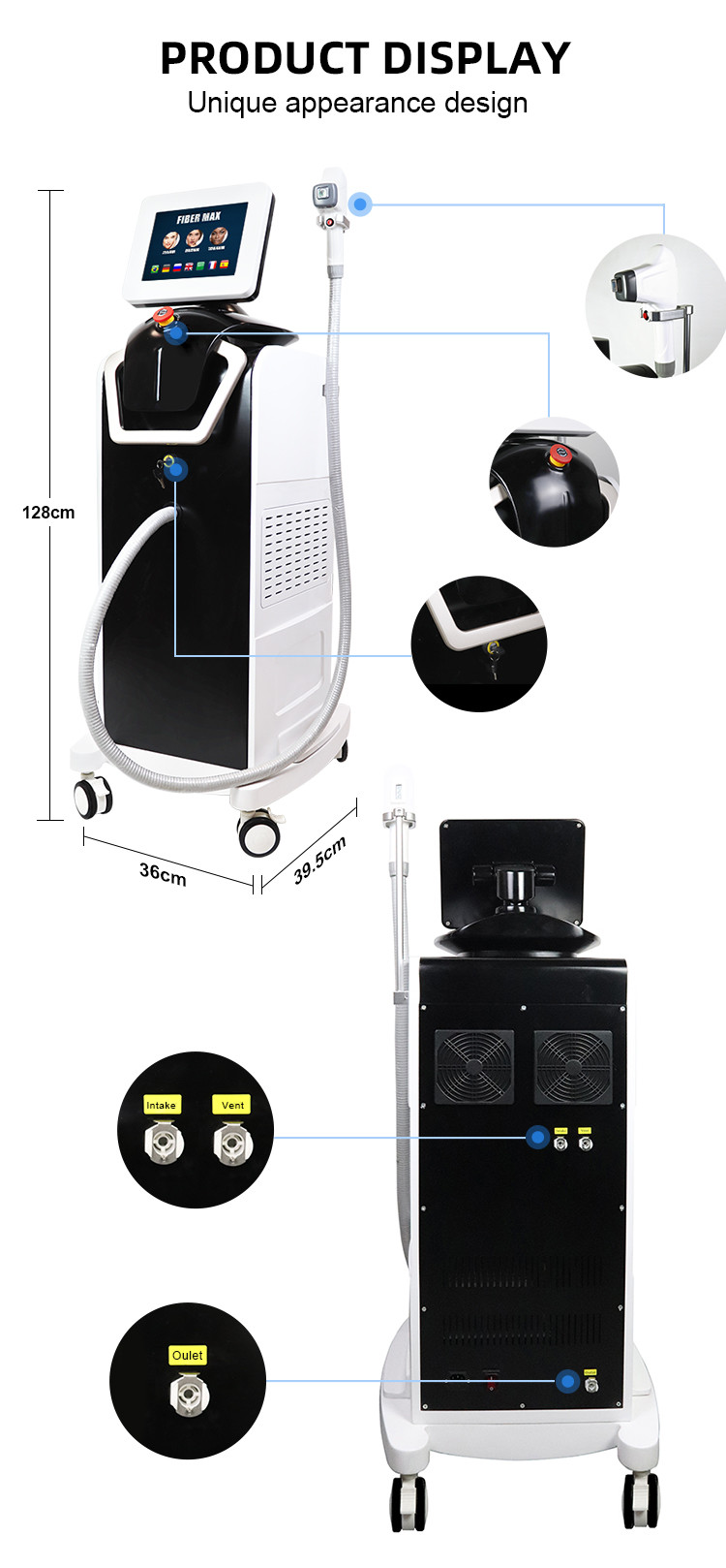 3 Wavelength Fiber Couples Painess Diode Laser Hair Removal Machine For Beauty Salon
