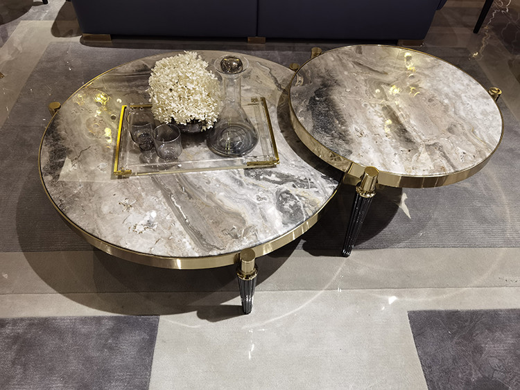Low Height Round Rock Coffee Table Combination Modern Minimalist Style